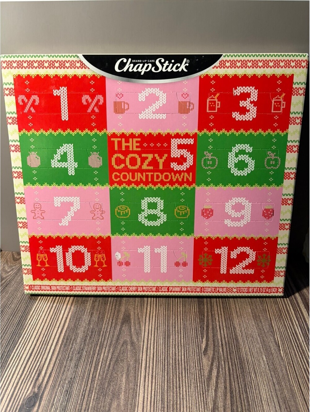 ChapStick The Cozy Countdown 12 Day Holiday Advent Calendar Lip Balm Set